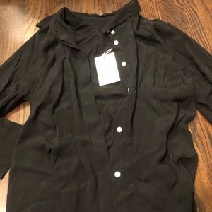 black and white button up blouse